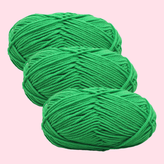 3 件装浅绿色 50G DIY 纱线用于钩针编织手工毛毯帽子围巾毛衣
