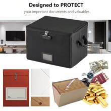 Fireproof Document Box, Fireproof File Box With Lock, Collapsible File Storage Box With Zippers And Inserts Bag, Portable Home Office Box For Letter/Legal Folder(Not Include Dividers) - Black - View 4
