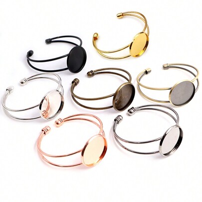 2pcs DIY Bangle Bracelet Blank Bezel Tray Fits 20/25mm Round Cabochon Base Setting Handmade Jewelry Making Accessories Findings