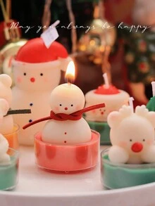 1pc 圣诞节小茶蜡限量新品香薰蜡烛伴侣礼物生日礼物家居装饰蜡烛 - 彩色 - 查看 4