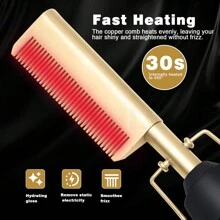 UKLISS Hot Comb, Electric Hair Straightener Heat Pressing Combs, Quick Heated Afro Comb Women, Ceramic Electric Hair Straightening Comb, Curling Iron,Hot Brushes For Hair Styling - 查看 3