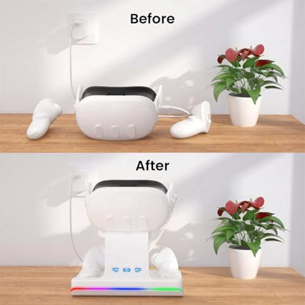 VR Headset & Controllers Wireless Charging Stand For Meta Quest 3 With