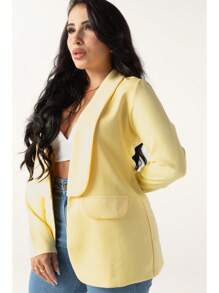 Women's Long Tailored Oversized Blazer - Màu vàng - Xem 3