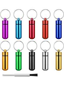 3 peças Porta-Comprimidos Pequeno e Portátil com Chaveiro, Porta-Comprimidos Organizador de Mini Comprimidos de Liga de Alumínio para Bolsa, Porta-Comprimidos de Metal À Prova d'Água para Medicamentos para Acampamento e Viagens