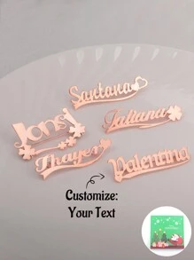1pc Customized Letter Copper Name Lapel Pin, Multiple Fonts & Borders, Ideal For Daily Wear, Christmas, Memorial, Valentine's Day Gifts