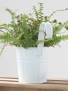 1 个可拆卸挂钩花盆，金属壁挂式花桶（黑色和白色）悬挂式和可放置式花篮，带排水孔，种植自己的草本植物、绿色蔬菜、青苹果、草莓、多汁的垂直绿洲，鲜花悬挂桶，适用于室内和室外、秋季、厨房、阳台、围栏、花园、庭院 - 彩色 - 查看 5