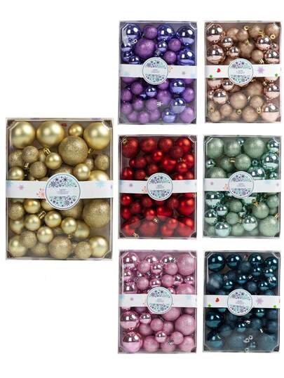 Zestaw 42 klasycznych bombek choinkowych - różne kolory, okrągłe plastikowe wiszące bombki do dekoracji choinki, ozdoby świąteczne, idealne na święta i imprezy, wystrój domu, wystrój biura, wystrój imprezy tematycznej, wystrój świąteczny, bombki choinkowe, ozdoby świąteczne, prezenty świąteczne do domu, wystrój świąteczny