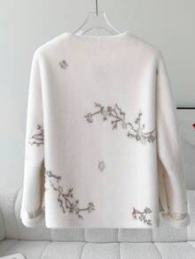 Snowflake Button Tang Suit Top Long Sleeve - Women Round Neck New Chinese Style Coat Simple, Suitable For Autumn And Winter - Fashionable, Comfortable And Versatile Women Coat With Pockets