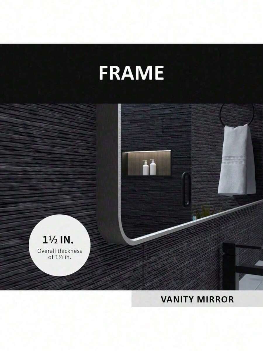 24x36 In. Aluminum Framed Rounded Rectangle Bathroom Wall Mirror, Matte
