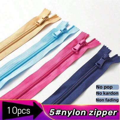 10pcs 5# Nylon Open Zipper Color Clothing Coat Sportswear Sunblock Zipper
