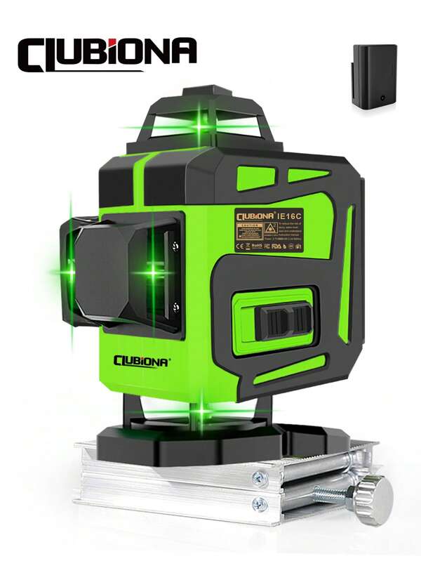 Clubiona 4D16 Misuratore di linea di proiezione di linea, livello ad alta precisione con telecomando e livello laser autolivellante a 360° per pavimento, parete e soffitto