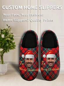 1 Pereche Papuci de Crăciun Personalizați, Papuci de Crăciun Personalizați cu Fotografie de Moș Crăciun, Papuci de Crăciun Personalizați cu Talpă Groasă, Papuci de Crăciun Personalizați, Papuci de Crăciun Personalizați, Papuci de Crăciun cu Fotografie, Papuci de Crăciun Personalizați pentru Femei și Bărbați, Papuci de Crăciun Personalizați, Cadou de Halloween, Cadou Amuzant