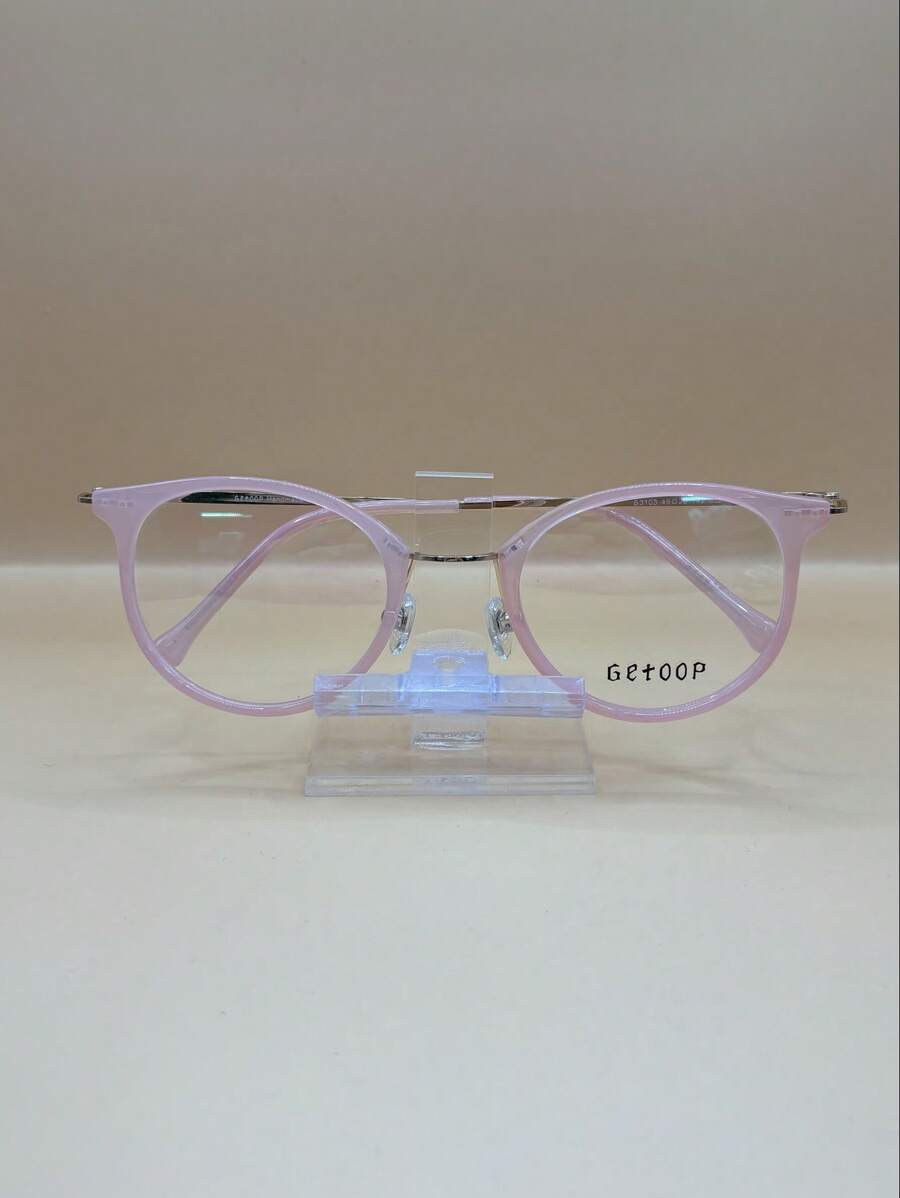 Glasses For Women Girls Round Metal TR90 Polycarbonate Medium Face Shape 3103 - 粉色 - 查看 1