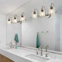 Pomitos 3-Light Vanity Lights For Bathroom, Modern Vanity Lighting Fixture With Glass Shade, Wall Mount Lighting Over Mirror, Vanity Lamp For Kitchen Dinning Room Bedroom Balcony Hallway - 鉻合金 - 查看 5