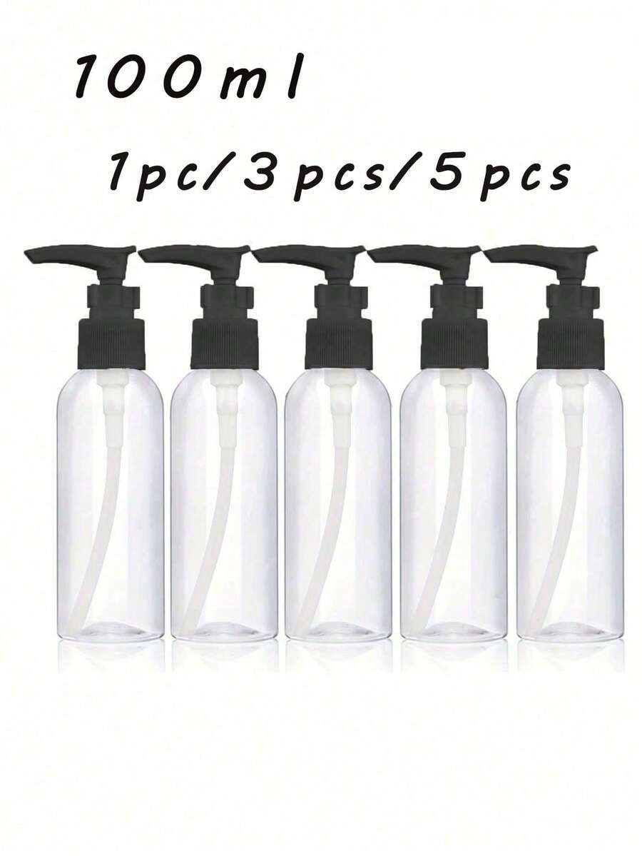1 件/3 件/5 件 100ml/200ml 旅行瓶带翻盖旅行瓶空化妆品样品分配器容器,空透明塑料瓶可再填充挤压,旅行容器小型防漏挤压瓶带黑色翻盖适用于洗漱用品、洗发水、旅行装化妆品、居家旅行返校男女通用旅行装化妆品旅行必需品(100ml,黑色盖子) - 黑色 - 查看 1