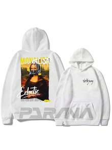 Mona Lisa Edectic Sweatshirt 100% Cotton Unisex Cold Weather Top - Fast Shipping - trắng - Xem 2