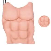 1 件强健的腹肌和胸部图案，有趣的服装派对配件万圣节 - 杏色 - 查看 2