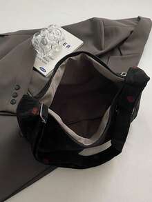 草莓多色时尚新款单肩斜挎包、手提包、通勤包、购物手提包 - 黑色 - 查看 6