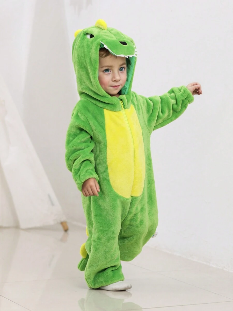 幼儿恐龙服装、儿童恐龙连体衣、男孩和女孩装扮服装、婴儿恐龙角色扮演服装、儿童蜘蛛侠服装、儿童 Disfraces De Niños、野兽男孩服装 - 綠色 - 查看 1