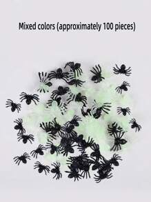 Spider Webs, 500/100/50pcs Realistic Fake Spider/Ghost Halloween Spider Webs, Stretchy White Halloween Decor Toy, Plastic Mini Spider Prank, Glow In The Dark Black Scary Horror Prank Spider, Perfect For Halloween Party, Haunted House Bar Decor, Suitable For Halloween Party, Haunted House, April Fool's Day Party, Room And Home Decoration