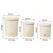 Large Capacity Foot Operated Cream Style Trash Can With Lid And Inner Cylinder Design - Cream White - View 2