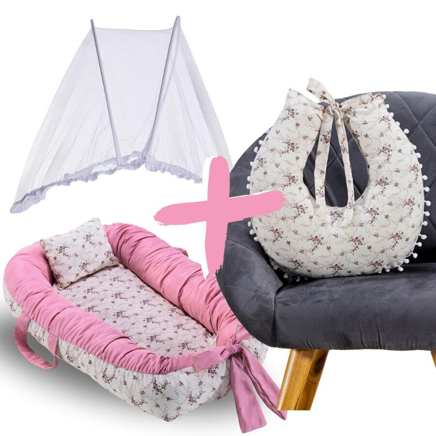 MeF Mae e Filho Baby Crib Reducer Nest Kit + Breastfeeding Pillow + Removable Portable Mosquito Net - 春天 - 查看 1