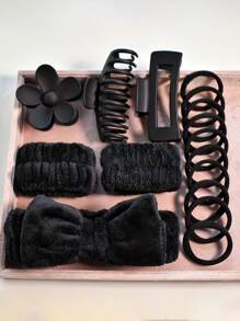 16pcs Hair Accessories Set: Includes 1 Hollow Hair Clip, 1 Floral Hair Clip, 1 Claw Clip, 10 Elastic Hair Ties, 1 Headband, 2 Wristbands, Simple Matte Solid Color Hair Accessories, Fashion Personalized, Simple Elegant Elegant, Casual Street Style, Cool College Style Hair Accessories, Suitable For Daily Shopping Dates, Casual Gatherings, Commuting Hair Accessories, For Women, Fall, Travel, Hair Tools, Accessories Women, Hair Stuff,Fall,Hair,Hair Accessories,Hair Accessories For Women,Travel,Hair Accessories,Accessories Women,Hair Accessory,Hair Accessories Women,Hair Tools,Hair Stuff,Stuff,Beauty Accessories,Gifts,Travel,Gifts For Women,Hair Stuff,Stocking Stuffers - Multicolor - View 13