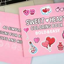 2 Books Colouring Book With Sweet Hearts, Cakes, Cartoon Love Patterns, Coloring Book For Kids Aged 4+, Birthday/Holiday Drawing, Back To School Gift (Sweet Hearts And Food Combo) - Pink - View 5