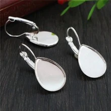 10pcs 10x14mm 13x18mm 18x25mm Drop Style Earring Cabochon Blank Base Setting French Lever Back Earrings DIY Jewelry Making Accessories Findings - French Earrings - View 3