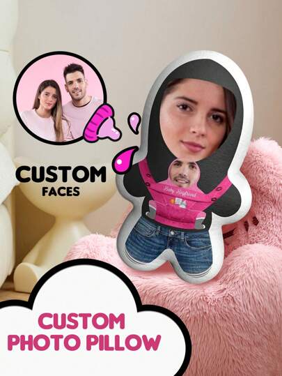 1PC Custom Face Pillow, Custom Photo Pillow, Custom Picture Pillow, Custom Funny Face Pillow, Personalized Shaped Pillows, Custom 3D Portrait Pillow, Face Pillow, Birthday Gift For Couples, Wedding Gift, Anniversary Gift For Boyfriend, Ideal Gifts For Girlfriend, Ideal Gifts For Friends, Ideal Gifts For Family, Ideal Gifts For Mom, Ideal Gifts For Dad Friends, Girlfriend, Boyfriend, Family, Mom, Dad, Son, Daughter For Birthdays, For Anniversaries Sofa, Bed, Car, Tea Room, Bedroom, Living Room,Customized Decorative Pillows,Warm Ambience