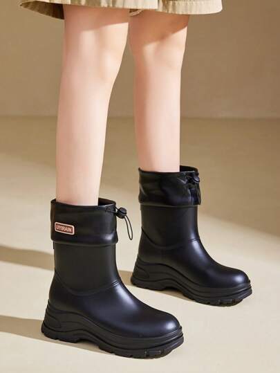 女士中筒雨靴防水防滑夏季新款时尚户外靴平底鞋