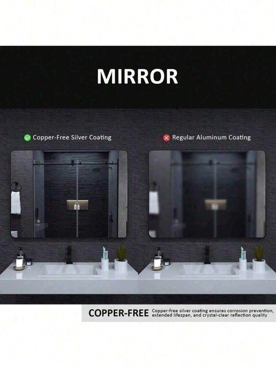 24x36 In. Aluminum Framed Rounded Rectangle Bathroom Wall Mirror, Matte