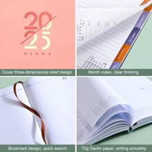 2025 Planner Spanish/English Notebook January To December A5 Agenda PU Leather Cover School Agenda Weekly Monthly Diary Organizer Learning Office Supplies Stationery Back To School - A5 - View 3