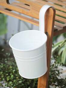 1 个可拆卸挂钩花盆，金属壁挂式花桶（黑色和白色）悬挂式和可放置式花篮，带排水孔，种植自己的草本植物、绿色蔬菜、青苹果、草莓、多汁的垂直绿洲，鲜花悬挂桶，适用于室内和室外、秋季、厨房、阳台、围栏、花园、庭院 - 彩色 - 查看 3