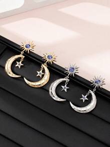 带月亮和星星吊坠的耳钉珠宝礼品