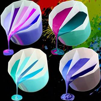 具有多个隔间的硅胶树脂铸造杯，可重复使用的混色和模具制作工具，适用于 DIY 珠宝、丙烯酸涂料和流体艺术，4 种款式的硅胶混色杯