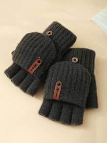 1 chiếc Găng tay nửa ngón đan ấm áp mùa đông lật lên, Găng tay cảm ứng cho bé trai và bé gái, Cưỡi ngựa, Học sinh, Viết - găng tay lật - Xem 4