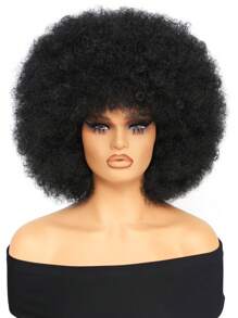 70s Afro Wig With Bangs Curly Wigs For Women Afro Kinky Curly Wig Premium Synthetic Big Afro Wig