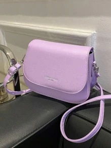 Womens Saddle Bags Letter Pattern Shoulder Bags Small Leisure Crossbody Bags Stylish Satchel - 紫色 - 查看 4