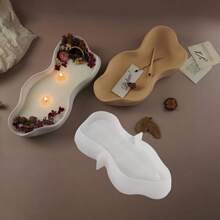 Khuôn silicon sóng bất đối xứng Khuôn DIY Khay đựng nến thơm bằng nhựa Khuôn thạch cao - trắng - Xem 1