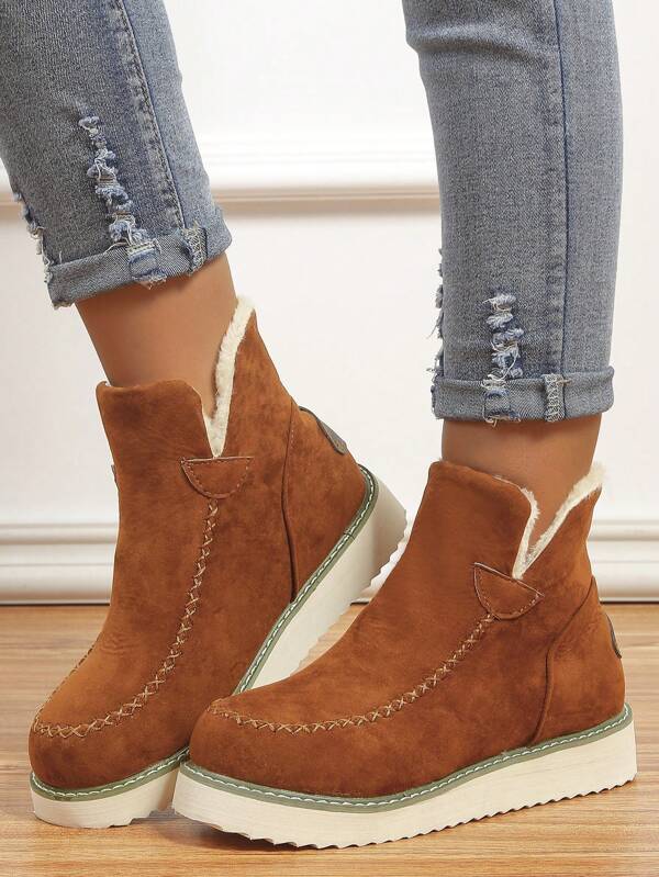 Women's Platform Thick Sole Snow Boots Short Boots, Winter Fall Shoes