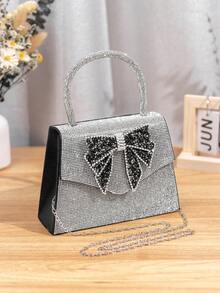 1 件水钻燕尾蝴蝶包女士钻石宴会钻条手提包铂金晚宴包女士水钻手提包手拿包水晶迷你燕尾蝴蝶晚宴包顶部水钻水钻条纹手柄新娘包，非常适合派对、婚礼、舞会、晚宴/宴会，搭配婚纱、礼服、舞会礼服、生日礼服、派对礼服 - 彩色 - 查看 13