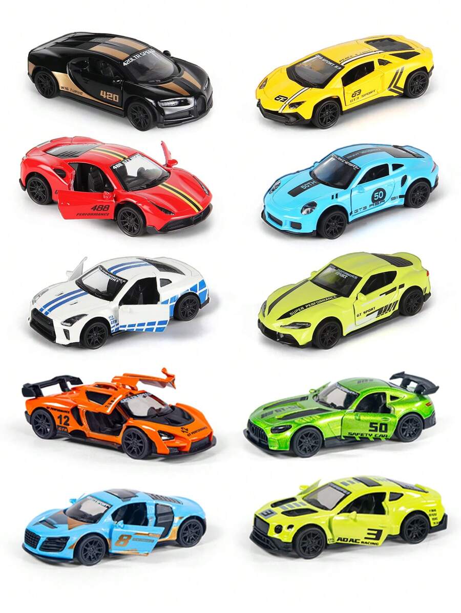 1/43 Alloy Toy Car Model With Regenerative Function, Capable Of Opening Doors And Racing Cars, Suitable For Christmas And Birthday Gifts For Children Aged 3 And Above,Back To School - Multicolor - View 1
