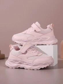 1 Paar Mädchen Mesh atmungsaktive Sneaker, Teenager Sport Schuhe, süßer Schul-Stil, Kinder Lässig Schuhe, Klettverschluss, leicht, Niedrig-Top, geeignet für Frühling und Herbst