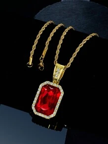 3pcs/Set Men's Necklace Set Including Alloy Inlaid Blue/Red/Green Gem Chain, Snake Chain Necklace, Choker Chain, Rapper Jewelry Gift With Card And Gift Box - Jewelry Set - View 8