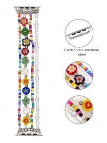 10 毫米玻璃花珠，混合颜色，8/O；4/6 毫米白色人造珍珠，6*4 毫米椭圆形白色人造珍珠，表带珠，数量和尺寸随机情人节 - 彩色 - 查看 3