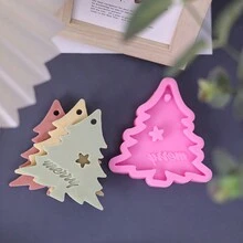 1 件圣诞树、铃铛和星星硅胶模具用于装饰、圣诞装饰圣诞节圣诞装饰圣诞装饰品圣诞礼物 - 粉紅色 - 查看 5