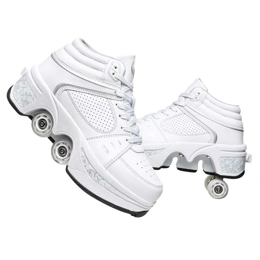 Transformable Roller Skate Shoes Four Wheel Skating Shoes, Skates And Sneakers 2-In-1 Multifunctional Outdoor Roller Shoes For Teens, Students, Both Boys & Girls