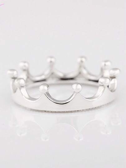 1 Stück modischer, einfacher Sterlingsilber-Ring in Kronenform für Frauen