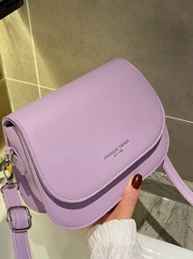 Womens Saddle Bags Letter Pattern Shoulder Bags Small Leisure Crossbody Bags Stylish Satchel - 紫色 - 查看 1